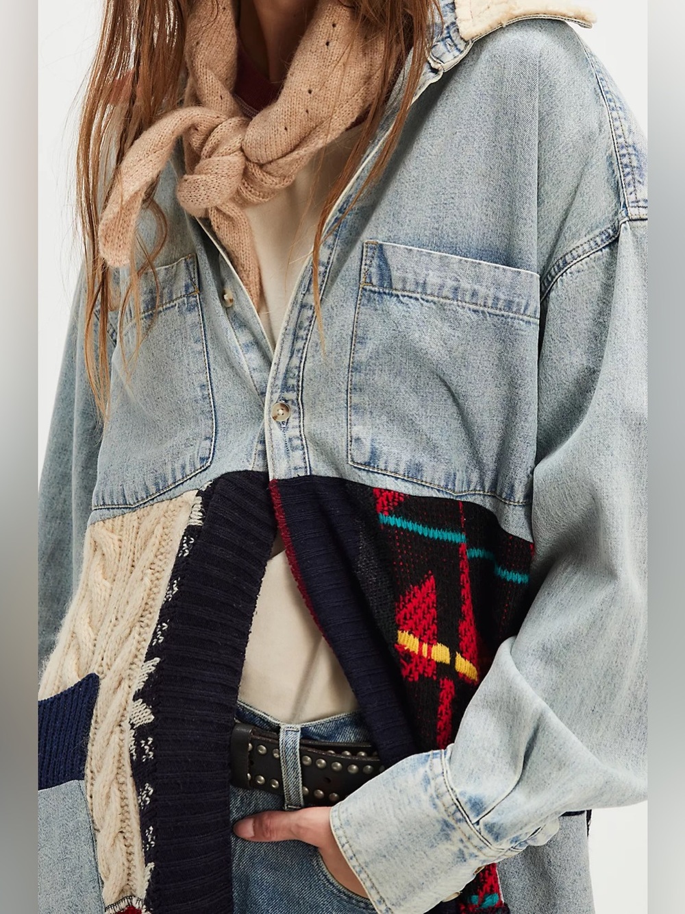 NWOT Free People Tricia Fix Freddie Denim Maxi Shirt - denim blue black - Small - Picture 5 of 13